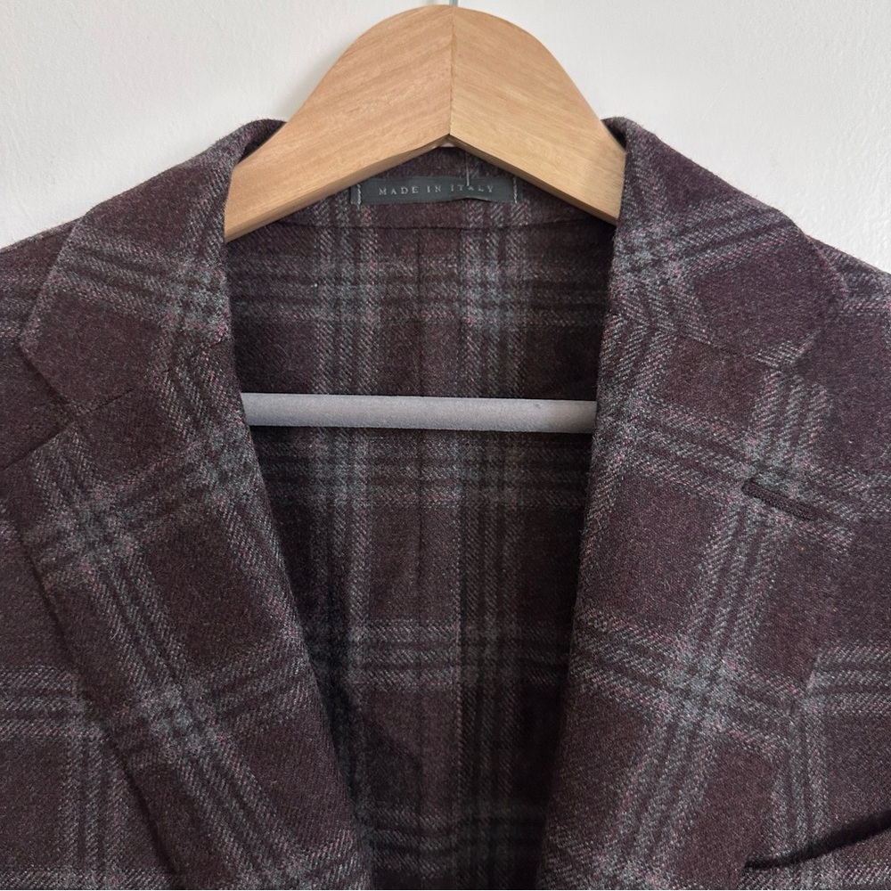 L.B.M. 1911 Wool Plaid Blazer - Purple | Burgundy